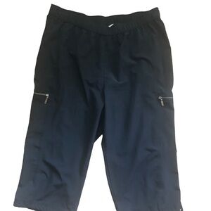 Chico’s Zenergy Crop Cargo Golf Pant Black 3/16/XL Sporty Cinched Ankle Pull On